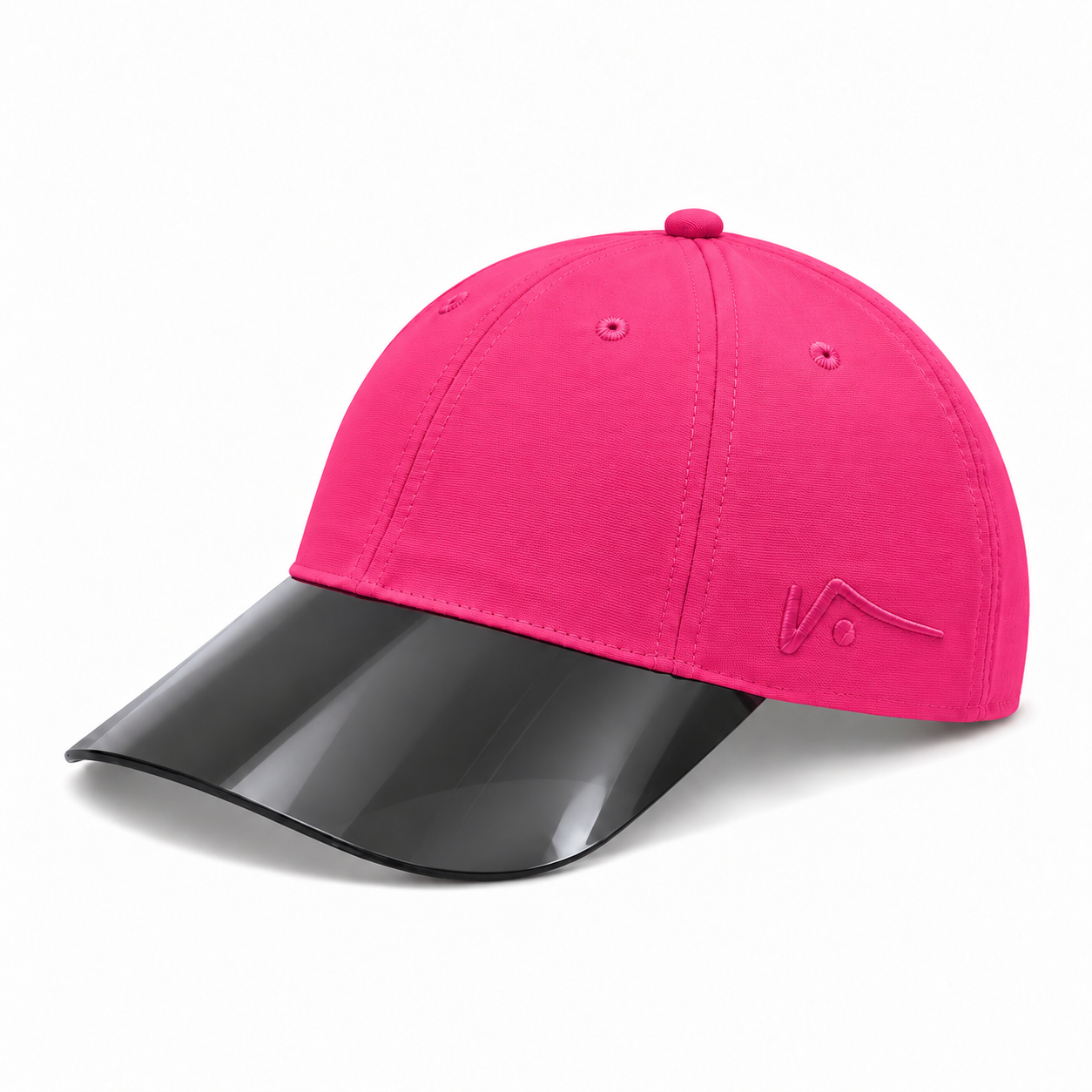 Customizable Performance Unstructured Hat in hot pink, angled view