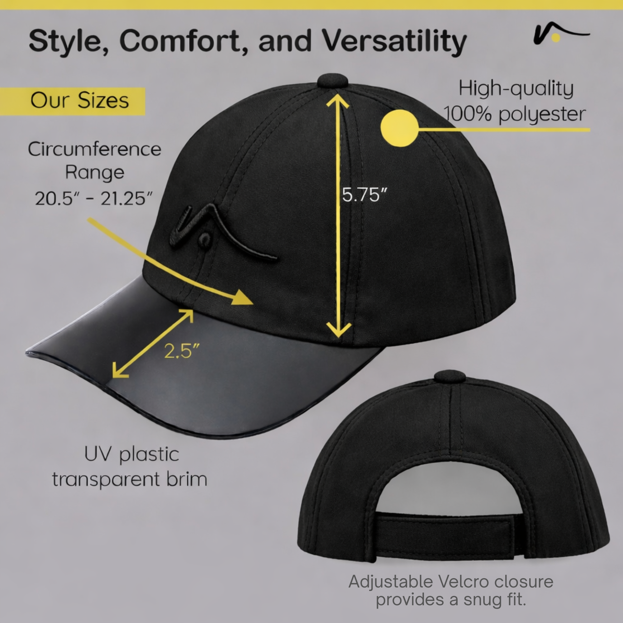 BLACK Children’s ClearView Hat (Ages 2-6)
