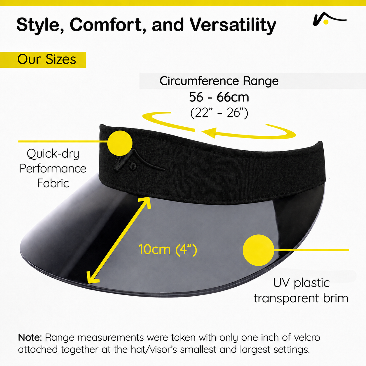 Black Wide Brim Performance Visor