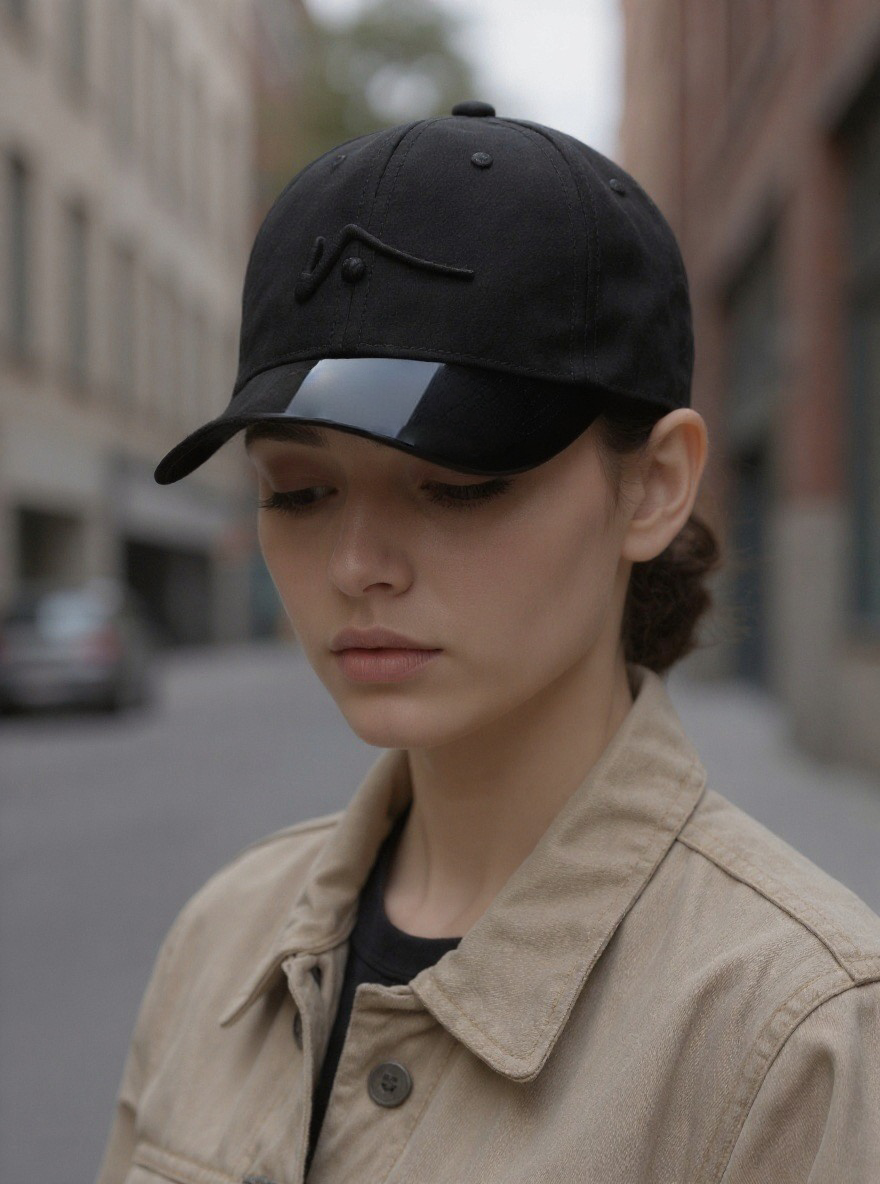 Black Poly Unstructured Hat