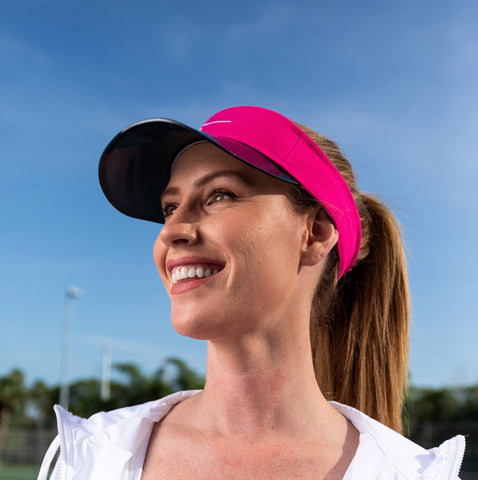 Pink Sports Visor with Transparent  UV Brim by Visto Visors