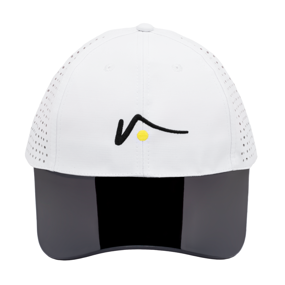 White Structured Nylon Mesh Hat