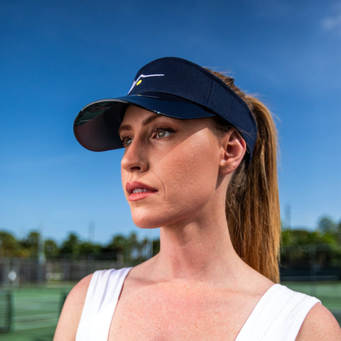 Navy Sports Visor with Transparent  UV Brim by Visto Visors